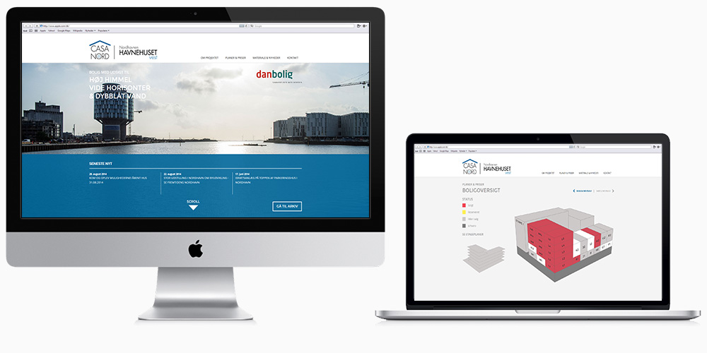 computer and laptop with havnehuset vest homepage